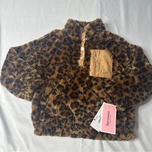 Juicy Couture Leopard Faux Fur Half-Snap Pullover Girls – NWT